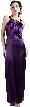 Satin Formal Evening Gown with Sash & Bow — in Purple