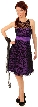 Short Rose Blossom Print Lace Cocktail Party Dress — in Black/Purple