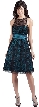 Short Rose Blossom Print Lace Cocktail Party Dress