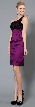 Knee Length One-Shoulder Cocktail Dress — in Black/Plum