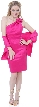 One-Shoulder Bow Accent Cocktail Party Dress — in Fuchsia