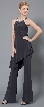 Studded Neckline Pant Dress — in Charcoal