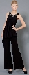 Embellished Neckline Two Piece Pant Dress — in Black
