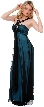 Full Length Formal Dress with Embellished Neck Accents — in Black/Blue