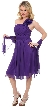 One Soulder Floral Accent Short Party Dress  — in Purple