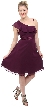 Tea Length Bridesmaid Dress with Asymmetric Top — in Plum