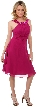 Embellished Boatneck Short  Bridesmaid Party Dress  — in Magenta