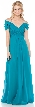 Cap Sleeve Long Formal Dress with Spaghetti Straps