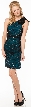 Glittery One Shoulder Party Dress with Bow Applique