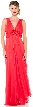 V Neck Formal Dress with Bead Accent at Front Center
