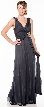V Neck Ruched Waist with Sash Long Formal Dress 