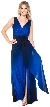 V-neck Wrap Style Ombre Formal Dress with Front Sash — in Royal Blue