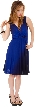 V-neck Short Sleeveless dress with Braid at waist — in Royal Blue