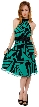 Halter NeckKnee Length Dress in Geometric Print
