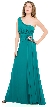 One Shoulder Jersey Long Formal Dress with Sash on side 
