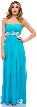 Empire Cut Long Formal Dress with Bejeweled Waist