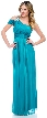 One Shoulder Long Formal Dress with Bejeweled Strap — in Dark Turquoise