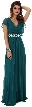V-Neck Long Formal MOB Dress with Flutter Sleeves