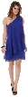 Roman Inspired One Shoulder Draped Cocktail Party Dress  — in Royal Blue