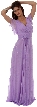 Glittered V-Neck Long Formal Dress with Flutter Sleeves — in Lilac
