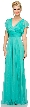 Glittered V-Neck Long Formal Dress with Flutter Sleeves