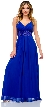 Spaghetti Straps V-Neck Long Formal Dress with Chunky Beads 