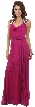 Broad Straps Cowl Neck Long Formal Dress with Draped Skirt — in Magenta