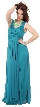 V-Neck Long Formal Dress with Cap Sleeves & Front Slit — in an alternative picture