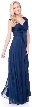 V-Neck Long Formal Dress with Cap Sleeves & Front Slit