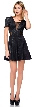Short Sleeves Mini Party Dress with Mesh at Neck & Waist