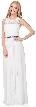 Sheer Lace Top Waist Belt Long Bridesmaid Dress
