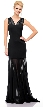 V-Neck Floor Length Sheer Skirt Formal Evening Dress 