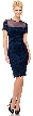 Short Sleeves Form Fitting Short Formal Party Dress in Lace — in Navy