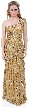 Full Length Sophisticated Sequined Evening Gown — in Gold color