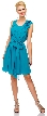 Pleated Short Party Dress with Floral Shoulder & Waist Sash
