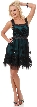 Rosette Pattern Short Formal Party Dress in Mesh — in Black/Teal