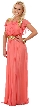 Ruffle Sleeves Long Formal Bridesmaid Dress with Sequins — in Coral