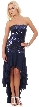 Strapless Sequins Bodice High Low Formal Evening Party Dress — in Navy