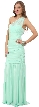 One Shoulder Shirred Mermaid Style Long Formal Prom Dress — in Mint
