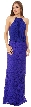 Halter Neck Pleated Blouson Top Long Bridesmaid Dress 