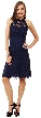 Halter Neck Floral Lace Short Bridesmaid Party Dress — in Navy