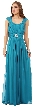 Scoop Neck Broad Straps Shirred Long Formal Bridesmaid Dress — in Jade Green