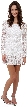Full Sleeves Flared Skirt Sequined Mini Party Dress — in White