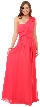 One Shoulder Long Formal Prom Dress with Floral Applique