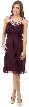 U-Neck Short Party Dress with Pearls & Diamond Accent — in Plum