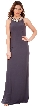 Round Bejeweled Neck Jersey Long Formal Evening Dress