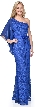 One Shoulder Flutter Sleeve Lace Long Formal Dress