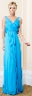 V-Neck Bejeweled Shoulders Ruched Formal Bridesmaid Dress