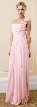 Ruched Bust Floral Shoulder Long Formal Evening Gown