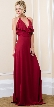 Halter Neck Flutter Top/Sleeve Long Formal Evening Dress